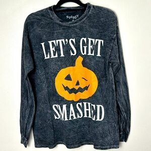 Adults SPIRIT LET’S GET SMASHED long sleeve Halloween shirt top medium pumpkins